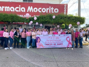Marchan en Mocorito por el Día Mundial de la Lucha contra el Cáncer de Mama.  María Elizalde invita a todas las mujeres a prevenir esta enfermedad con la revisión, exploración y detección temprana.