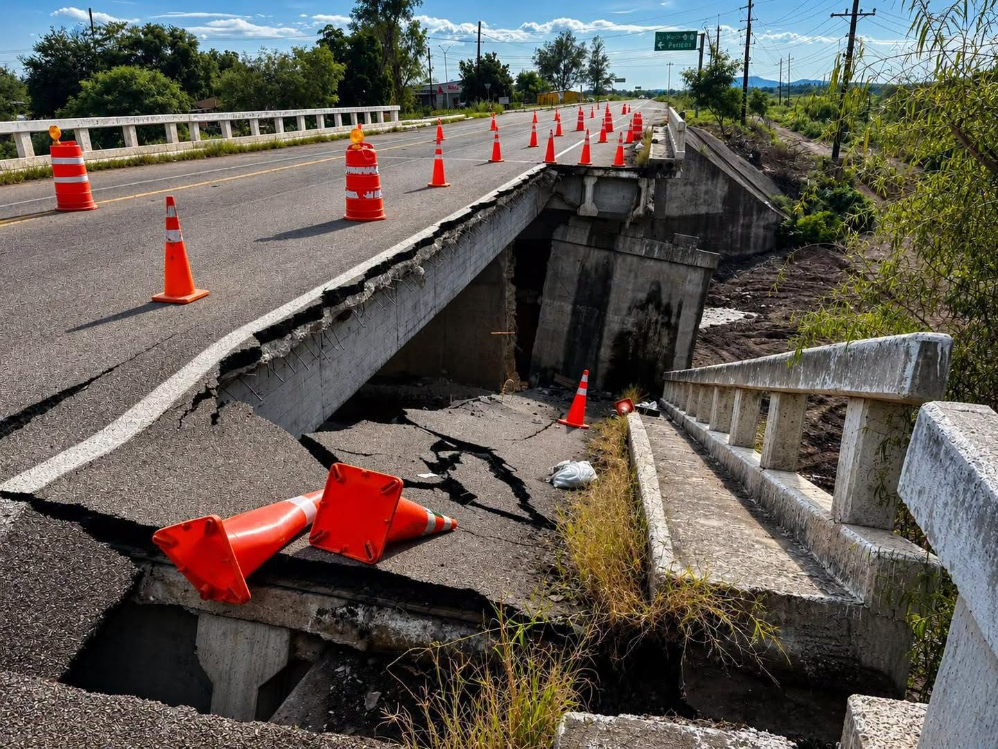 Tras colapso del puente a Alemania, autoridades estatales y municipales supervisan condiciones y preparan reconstrucción.